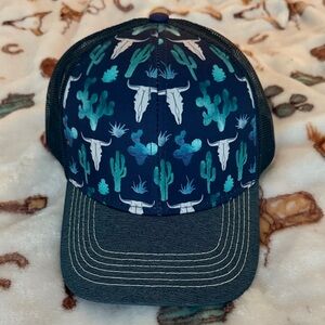 Cactus and Skull Print Trucker Hat